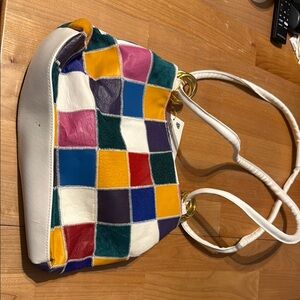 Red and Pink Patchwork Shoulder Bag